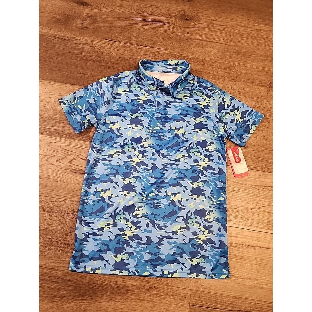 BCG GOLF Kids Boys Girls Bat Camo Print Polo Shirt Size L 14 16 Short Sleeve